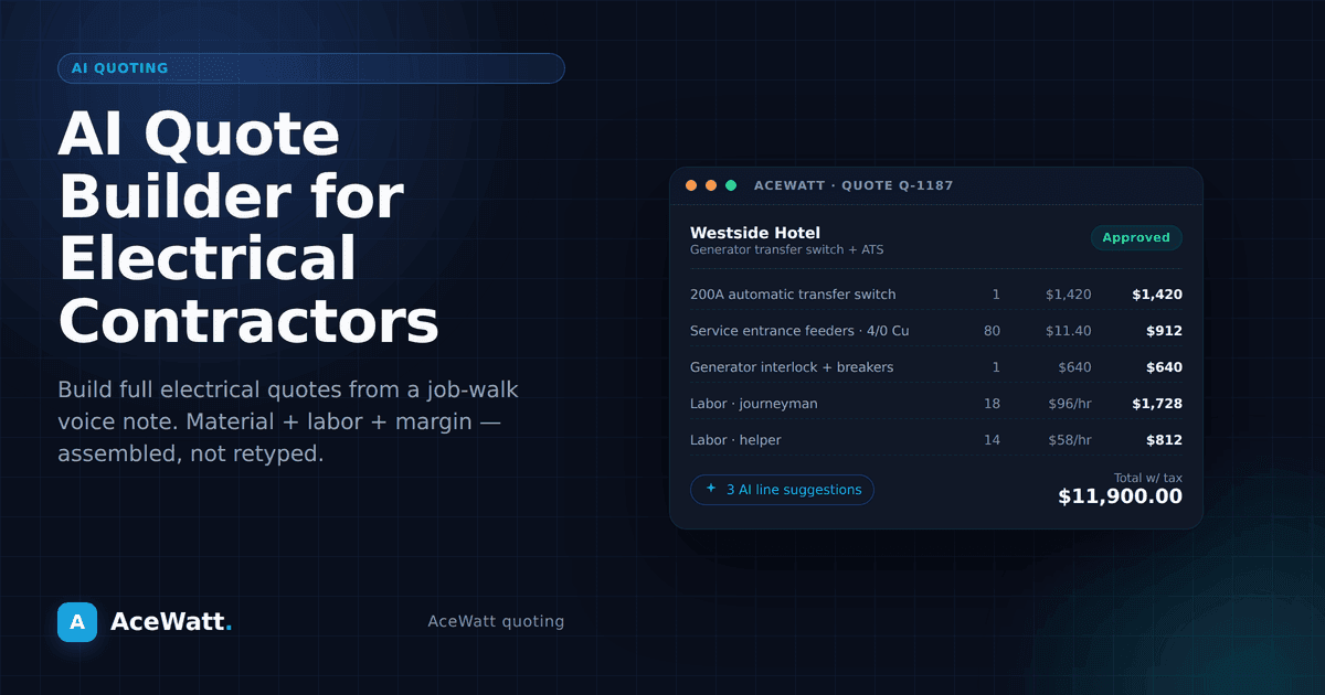 AI Quote Builder for Electricians: Estimates in 60 Seconds