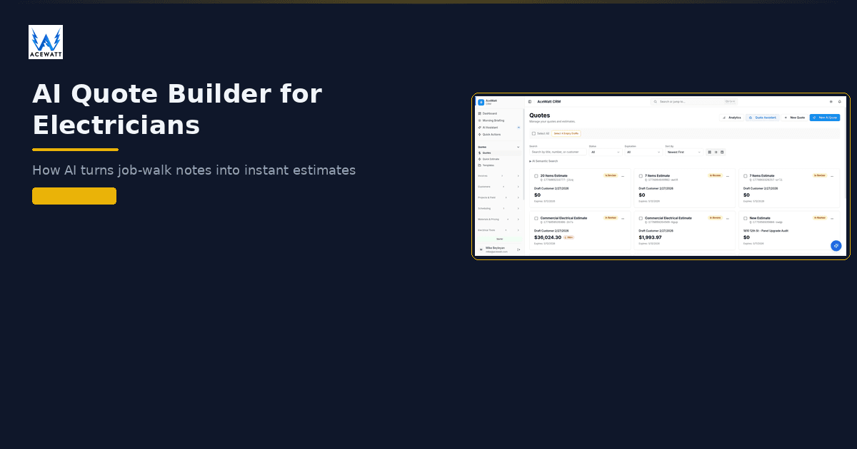AI Quote Builder for Electricians: How It Works + 2026 Tools