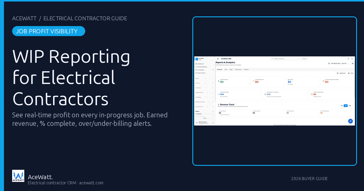 Electrical Contractor WIP Reporting Software for 2026