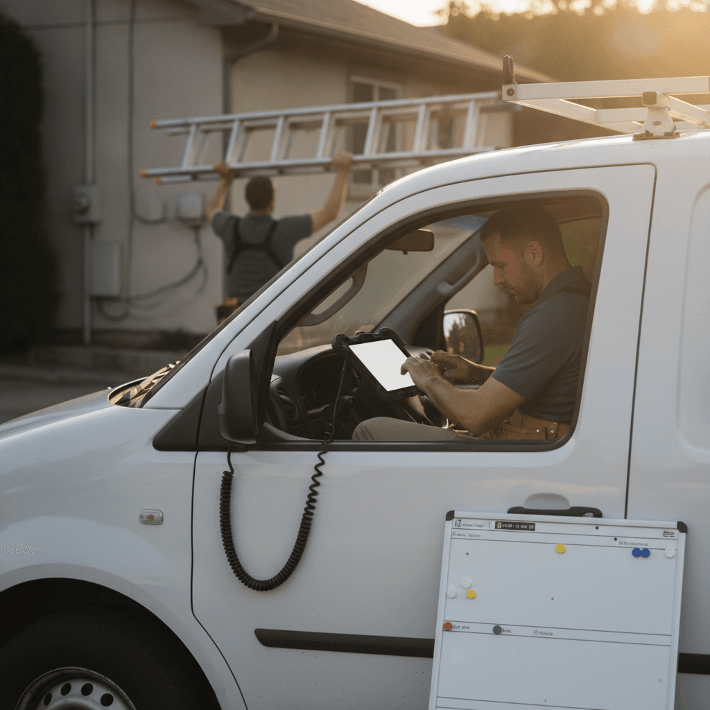 Hero image: Electrical Dispatch Software with GPS Tracking vs. Manual Boards: ROI for 5-20 Truck Fleets
