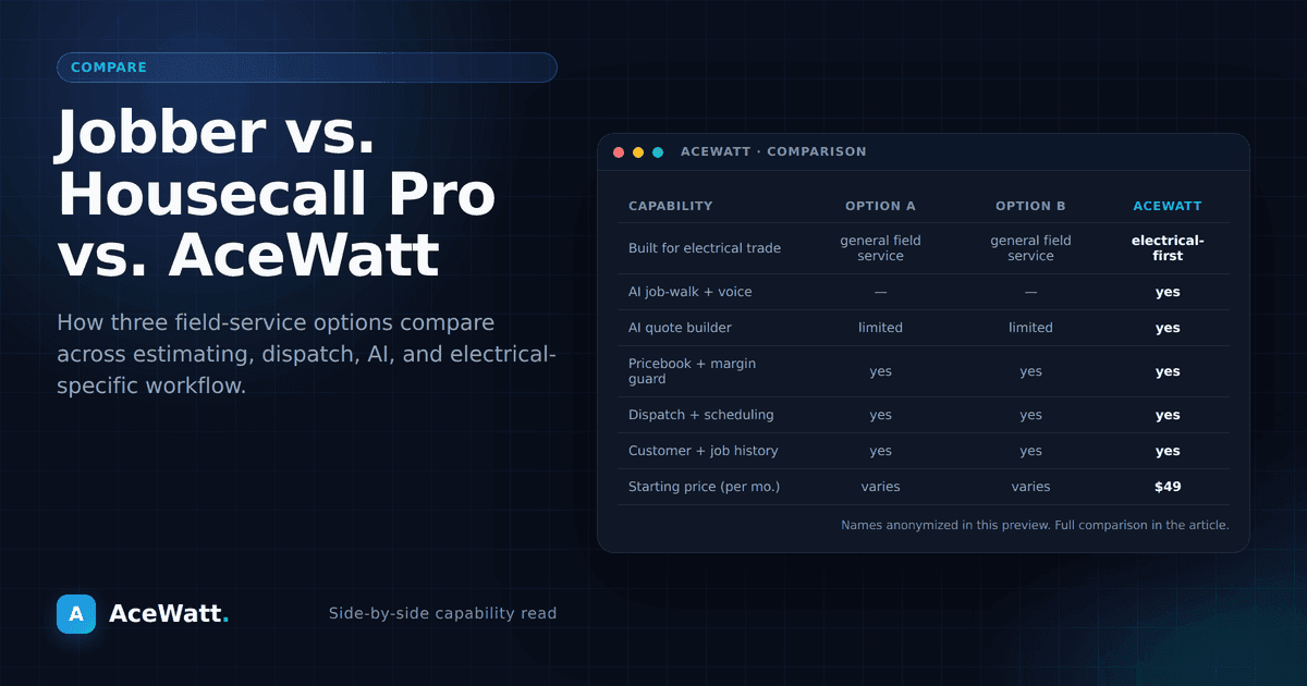 Jobber vs Housecall Pro vs AceWatt: Best for Electricians
